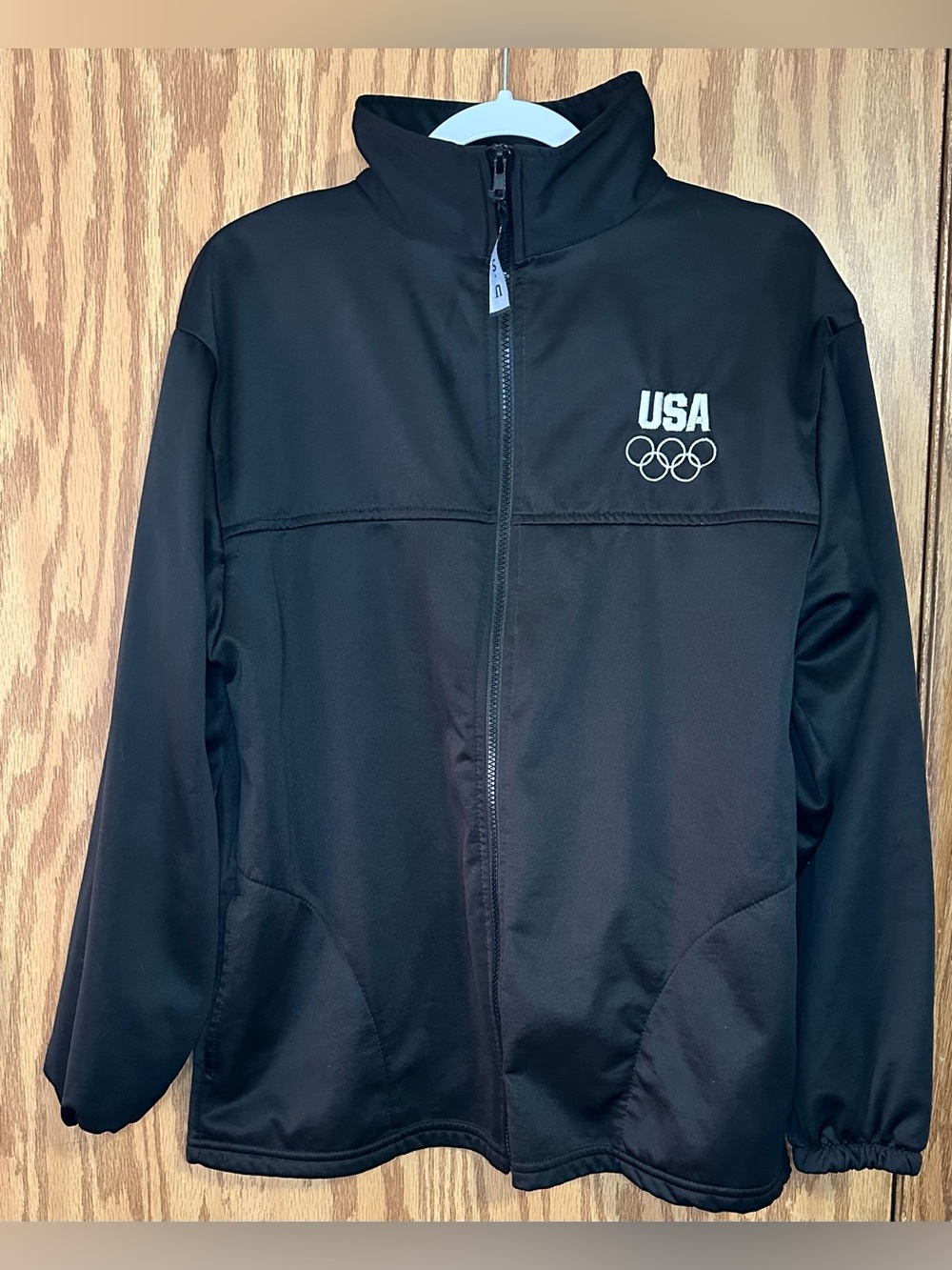 Vintage United States Olympic Committee Jacket Black Long Sleeve Full Zip Size L